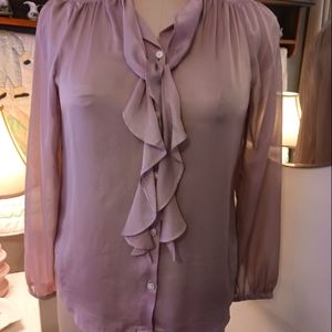 LOFT Dusty Rose Tie-Front Blouse